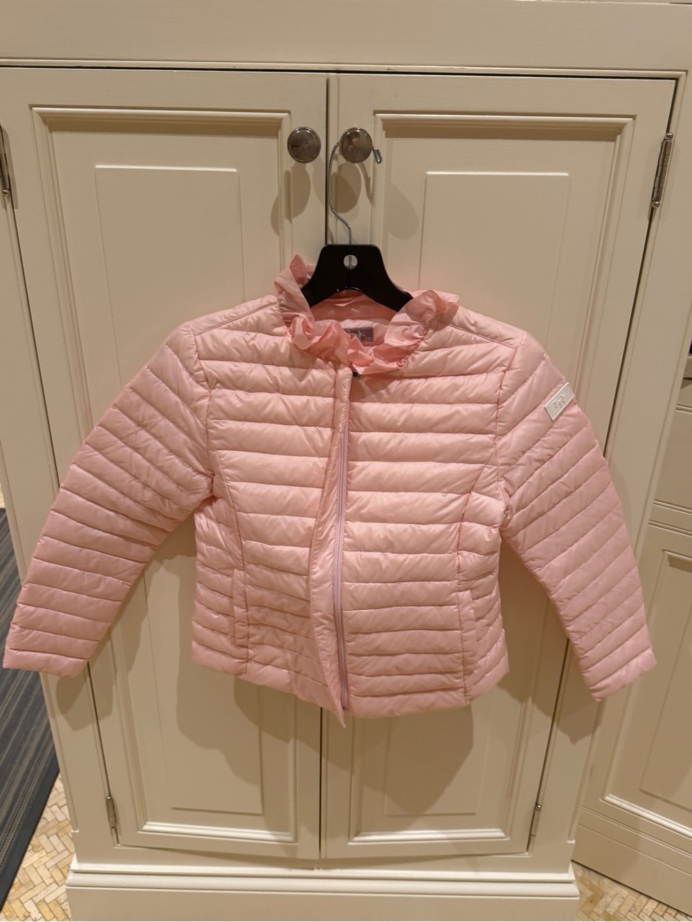 Lovers + Friends Pink Quilted Ruffle Collar Puffer Jacket